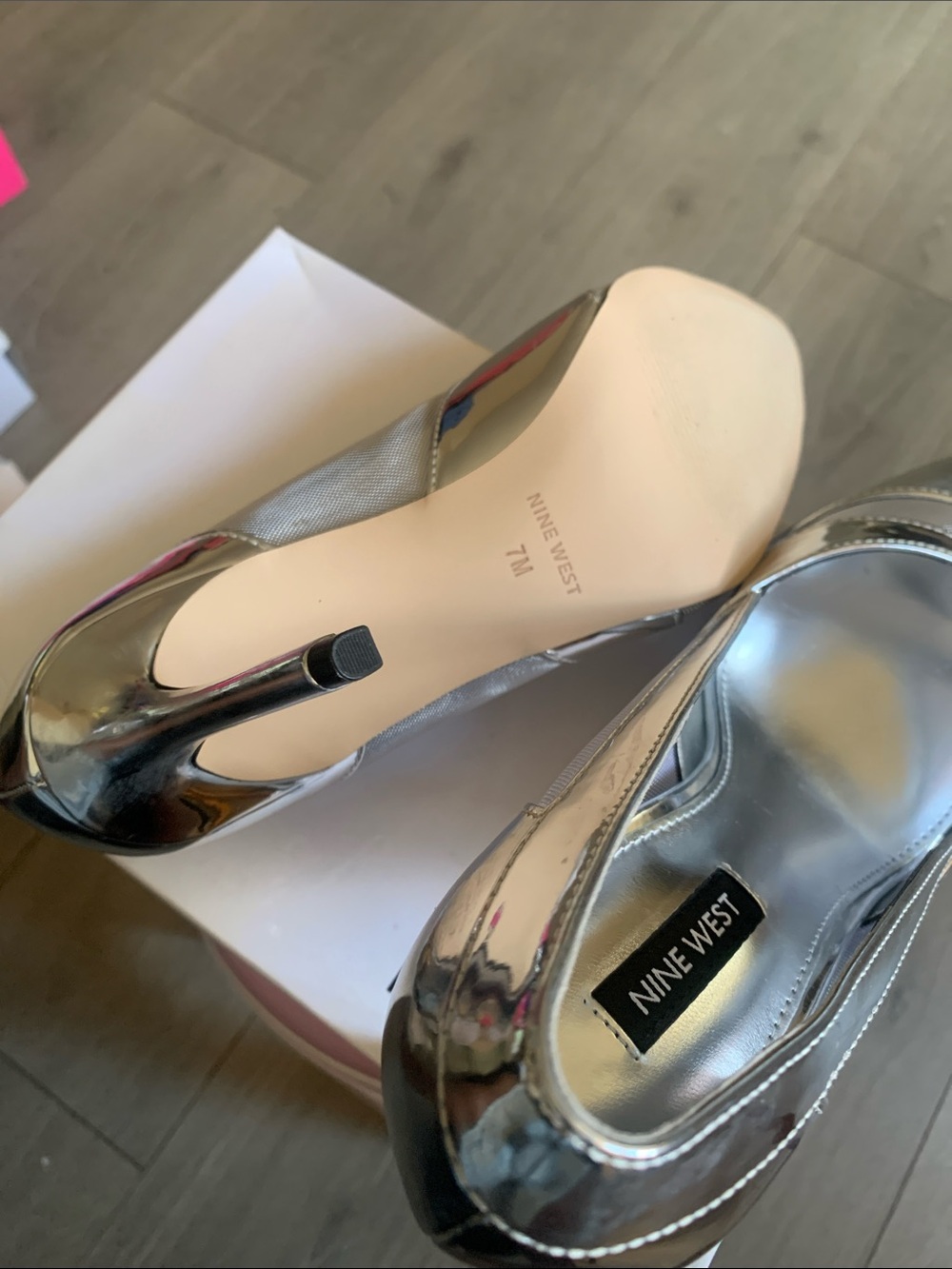 Nine West Metallic Silver Pointed-Toe Pumps - Picture 3 of 7